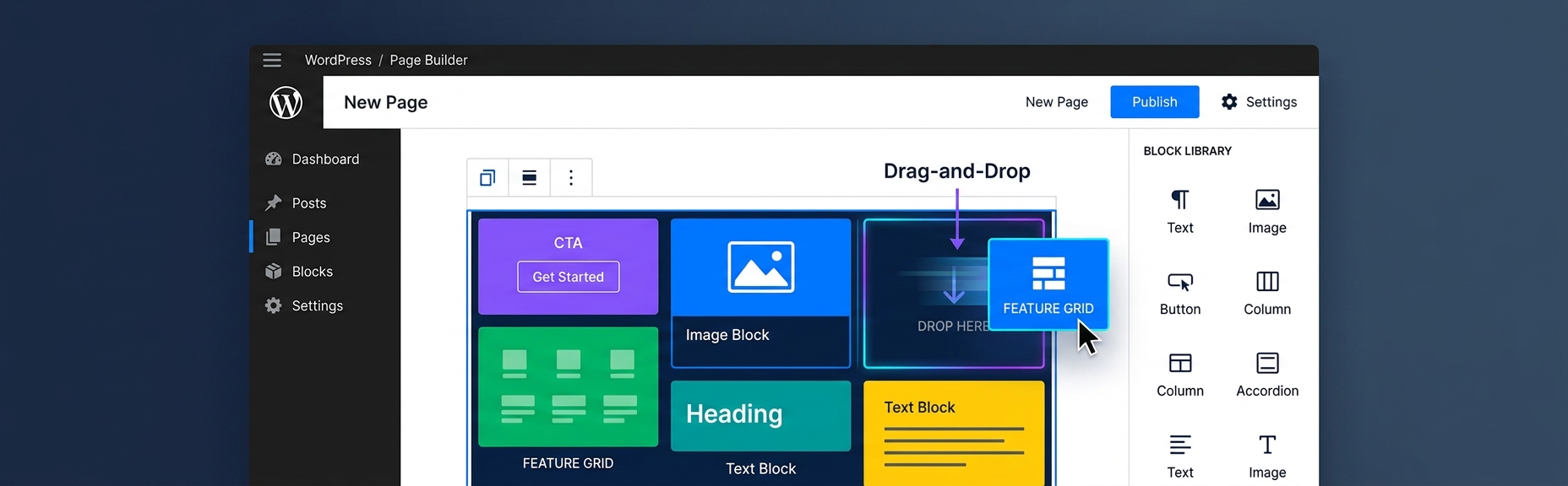 BF Blocks drag and drop Gutenberg block builder preview